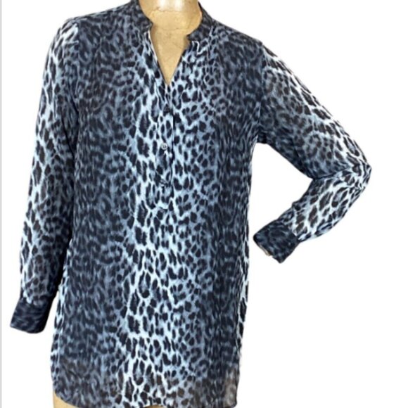 Belle by Kim Gravel Leopard Print V-Neck Tunic Top Sz XS 19277 - Picture 1 of 6